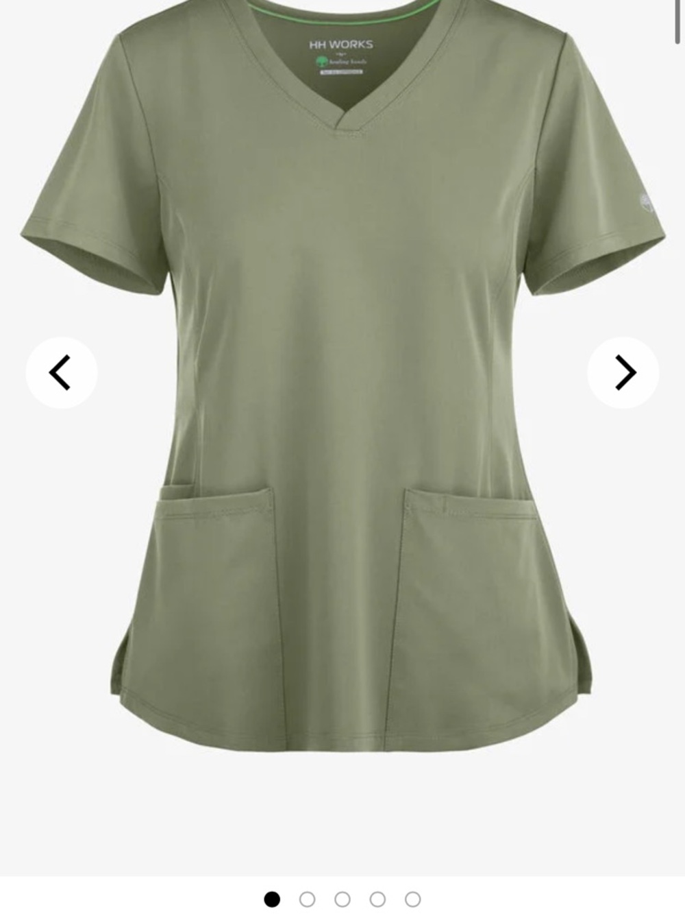 healing hands Olive Green V-Neck Short Sleeve Scrub Top